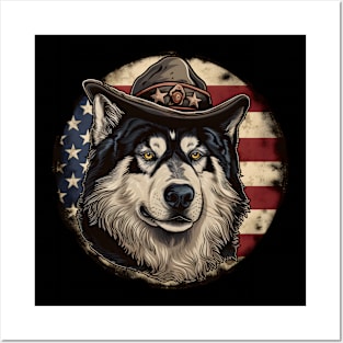 Alaskan Malamute 4th of July Posters and Art